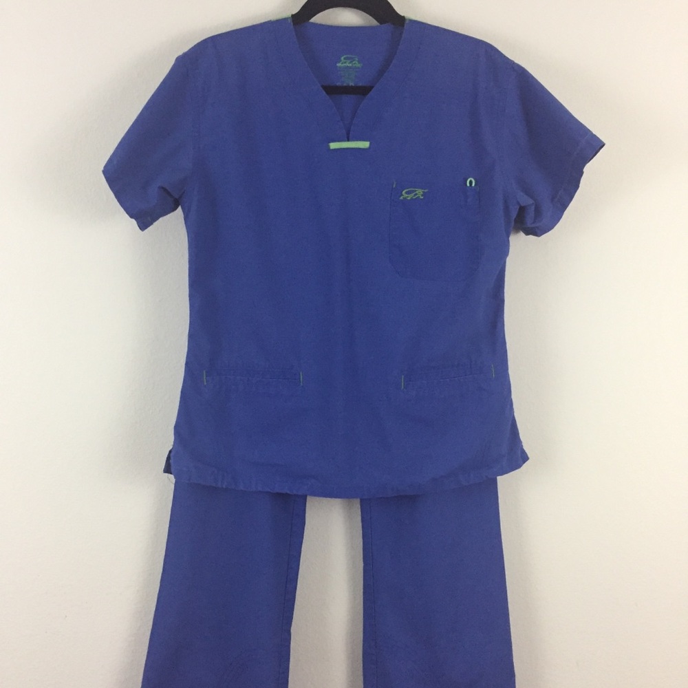 Iguana Med Scrub Women Small Blue Set Top Pants